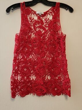 dELiA*s Red Crochet Lace Cotton Camisole Tank Size S